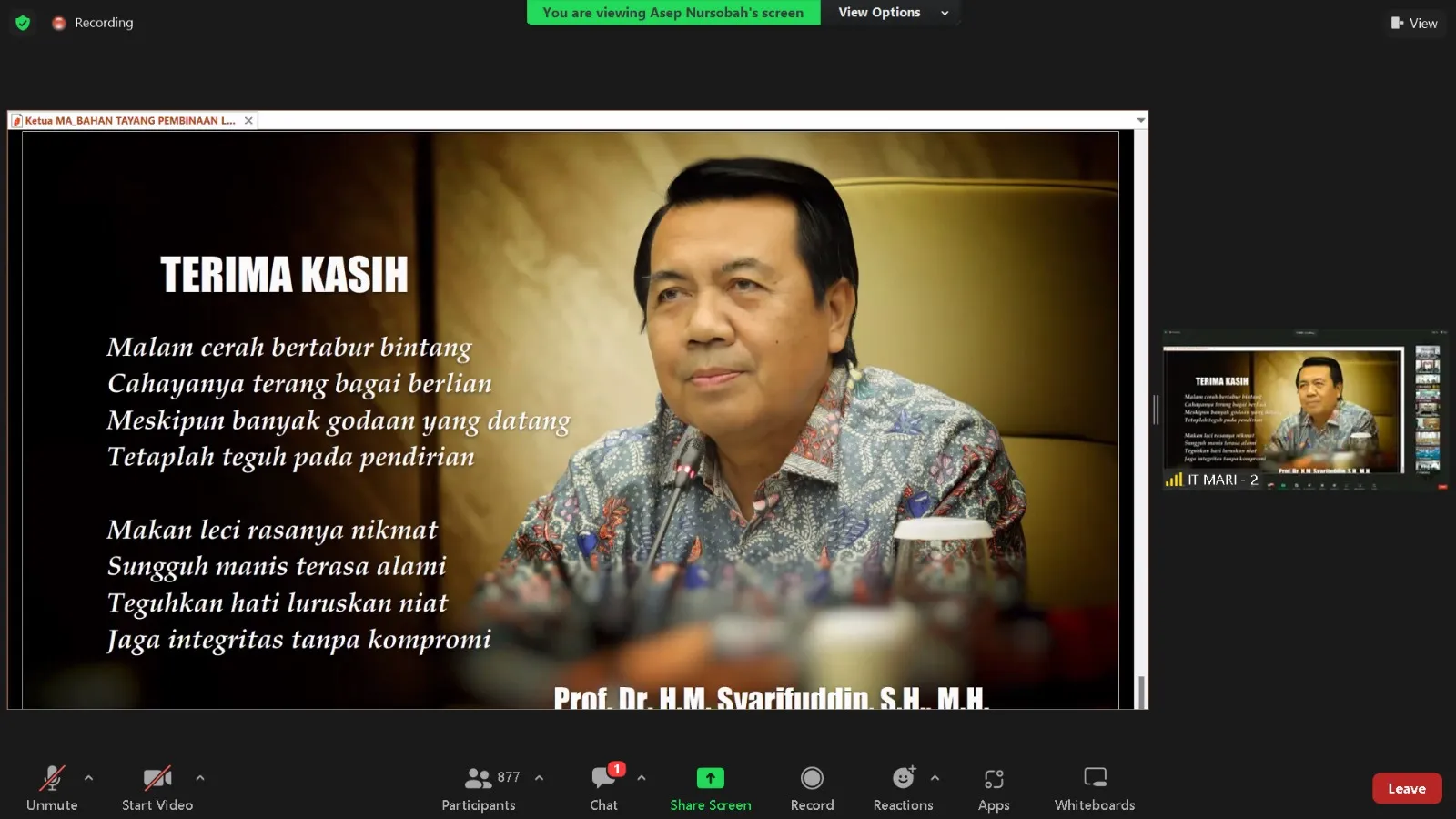 SOSIALISASI OLEH MAHKAMAH AGUNG DALAM RANGKA PEMBINAAN BIDANG TEKNIS DAN ADMINISTRASI YUDISIAL